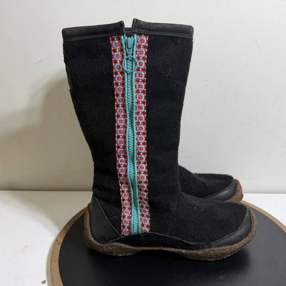 Sorel Snow Boots Womens Size 8 Black Zip Mid Calf Fleece Lined Winter NL1709-010